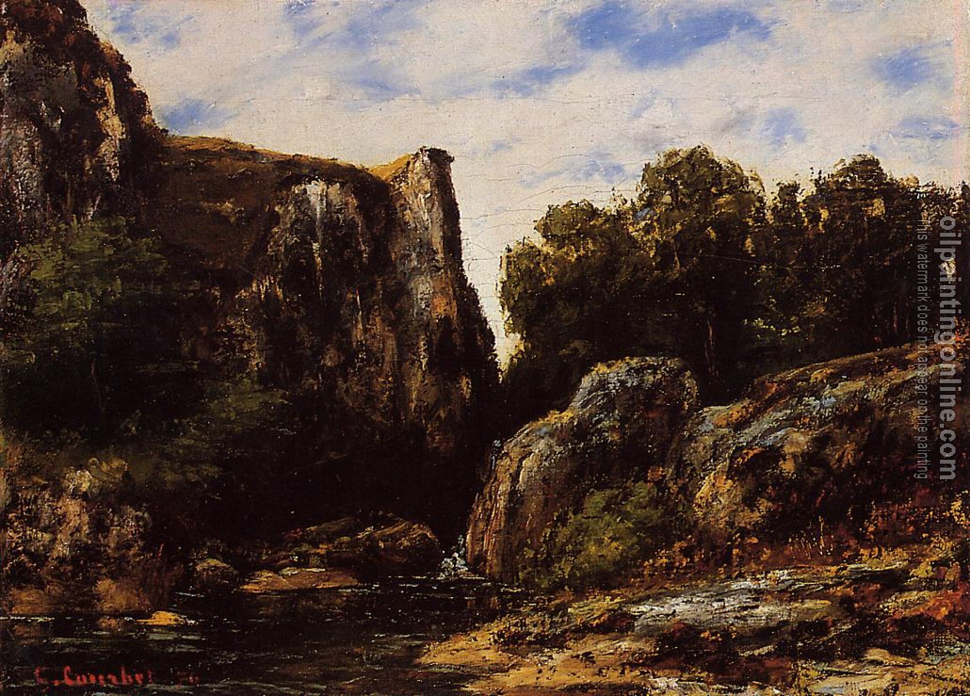 Courbet, Gustave - A Waterfall in the Jura